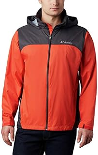 Columbia Men's Glennaker Lake Front-Zip Rain Jacket with Hideaway Hood, Wildfire/Shark, X-Large