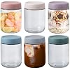 16 OZ Glass Mason Jars with Airtight Lids Wide Mouth Leakproof Pantry Organization Food-Grade Storage Containers for Honey,Salad,Yogurt and Snacks Plastic Lid-6 Pack