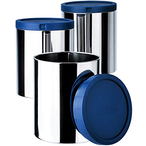 Porta Mantimentos Inox 3 Peças com Tampa Azul Euro Azul No