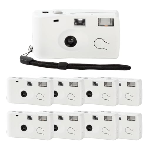 PJPSAA 8 Pack of Disposable Cameras for Wedding Bulk Single Use Flash 35mm 17 Film 200 ISO Film Camera for Birthday Concert Travel Anniversary Party Supplies