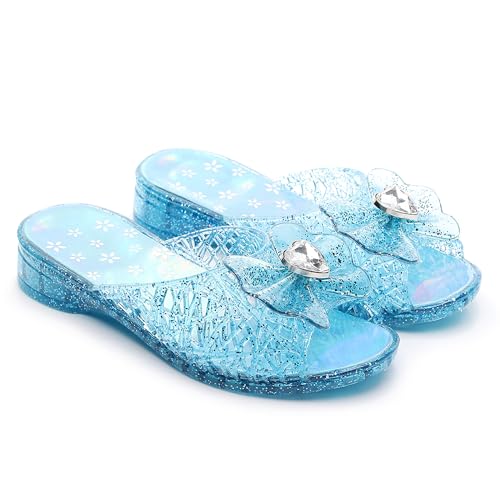 Libbook Girls Jelly Sandals Slides Frozen Inspired Elsa Flats Princess Dress Shoes Toddler Slippers Snow Queen Jellies Birthday Costumes Slip On