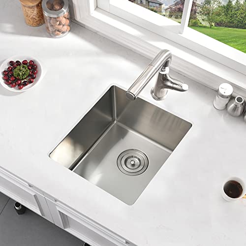 15 Inch Undermount Bar Sink Stainless Steel-Bokaiya 15X17 Wet Bar Sink Undermount Small Sink 16 Gauge Single Bowl Kitchen Bar Sink With Bottom Grid #TOP1
