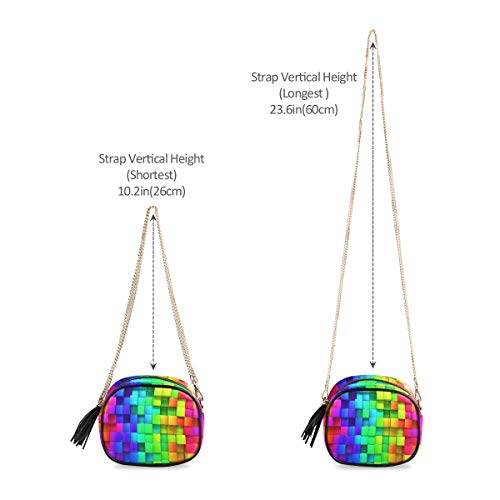 ALAZA Women's Rainbow of Colorful Boxes Cross Body Bag Chain Shoulder Handbag Purse with Tassel4