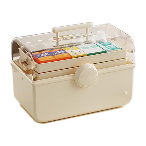 Uotyle Caja de almacenamiento multiusos de 3 capas de 14 pulgadas, cajas de almacenamiento para manualidades con compartimentos, caja de herramientas de plástico, caja de almacenamiento de