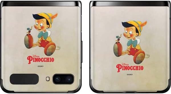 Skinit Decal Phone Skin Compatible with Galaxy Z Flip - Officially Licensed Disney Pinocchio Vintage Portrait Design