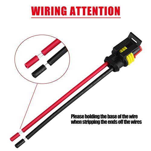 image for MUYI 2 Wire Connector 16AWG 5 Kits 2 Pin Waterproof Connectors with 10