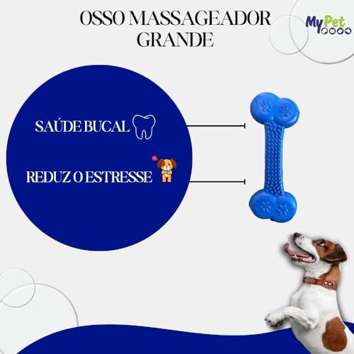 MY PET BRASIL Osso Massageador Grande Brinquedo Para Cachorros Interativo E Divertido Auxilia E Fort