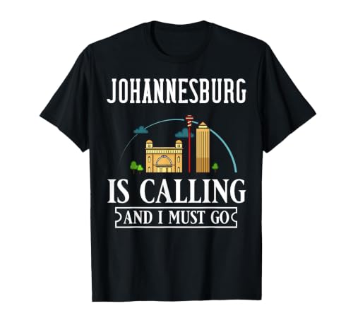 Johannesburg South Africa City Skyline Map Travel T-Shirt, Men, Black, Small