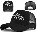 Black Mesh Baseball Caps for Men Women Sports Workout Trucker Hats for Men Women Funny Baseball Hats Adjustable Mens Trucker Dad Hat for Fishing Climbing Hiking Running Cooling Summer Snapback Sun Hat