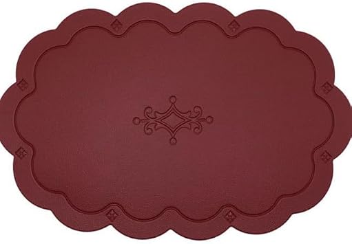 6-Pack Washable Faux Leather Placemats for Dining Table, Heat Resistant Waterproof Non-Slip Table Mats, 12x21 Inches Easy Clean Kitchen Coasters for Home & Restaurant Red