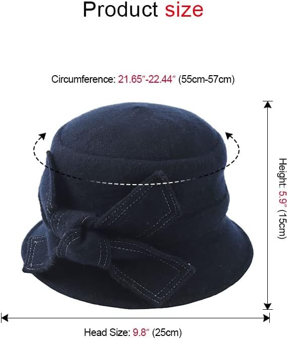 Women Felt Bucket Hat Vintage Floral Wool Dress Winter Hats - Image 4