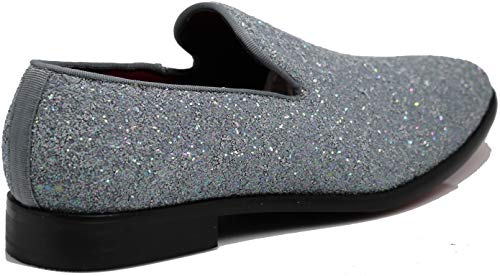Image of SPK04 Men's Vintage Glitter Dress Loafers Slip On Shoes Classic Tuxedo Dress Shoes