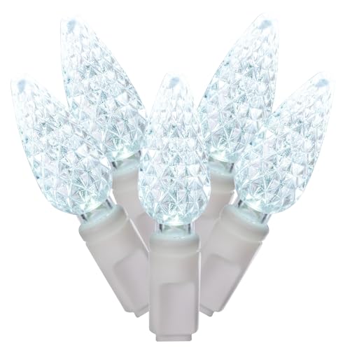 Vickerman 50 Light Pure White C6 LED Set on White Wire in a Poly Bag