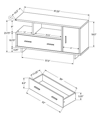 Monarch Specialties STAND-48 L/CAPPUCCINO/TAUPE RECLAIMED WOOD-LOOK TV Stand, brown
