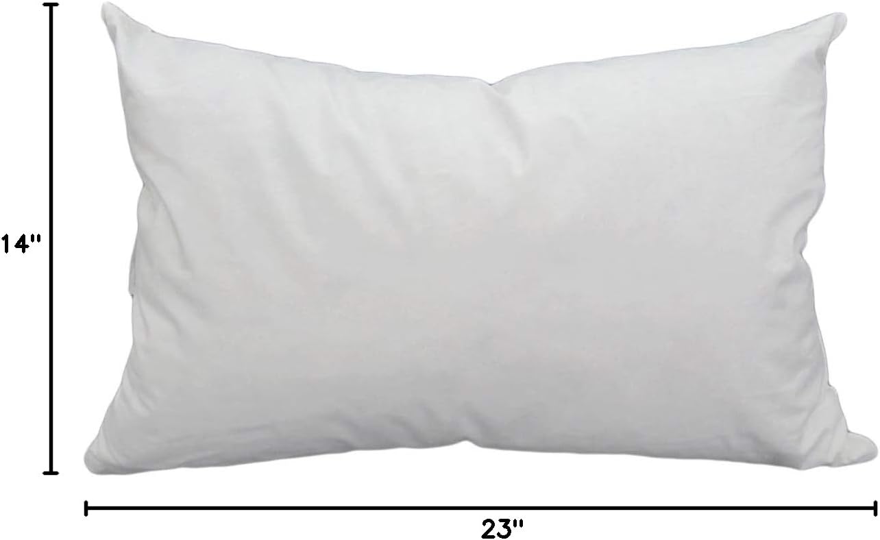 Fennco Styles White Duck Feather Down Pillow Insert for Bedding, Sleeping Pillow, Decorative Cushion (14" W x 23" L)