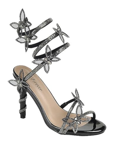 Forever Link Women Rhinestone Butterfly Wrap up Stiletto Heel Sandals