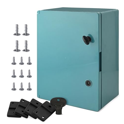 BOXEXPERT Verdeelkast voor buiten, waterdicht, ABS-kunststof, IP65-behuizing, waterblauw, 400 x 300 x 195 mm, schakelkast voor buiten, wandkast, industriële behuizing, lege behuizing