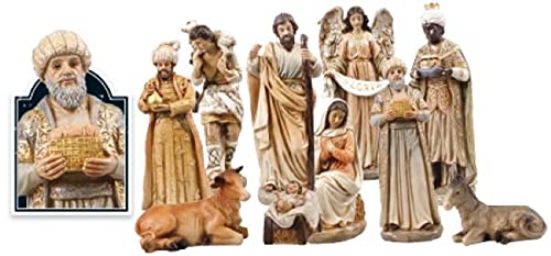 Cbc Multicolour Christmas Nativity Set Hand Painted 10 Figures 20 Cm