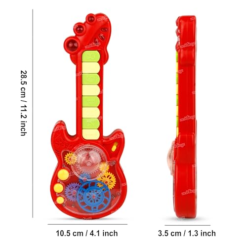 Image of Zest 4 Toyz Musical Guitar for Kids of Age 3+ with Rotating Gears 8 Colorful Keys Flashing Lights & Piano Sound Toy Guitar for Beginners Boys and Girls Ages 3+ (Assorted)
