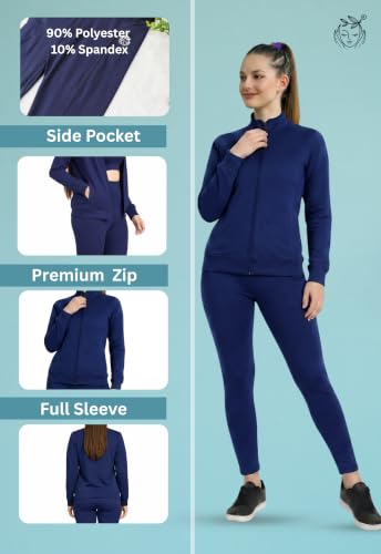 Image of Women 3 Piece Gym Workout Set | Sports Bra, Zip-Up Jacket & High Waist Leggings | Stretchable Yoga Activewear Co-Ord Set for Women | Fitness Gym Tracksuit