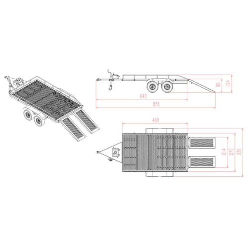 TCRC Heavy Duty Truck Trailer for 1/10 RC Crawler Car Axial SCX10 SCX10 II SCX10 III Traxxas TRX4 TRX6 D90 CC01