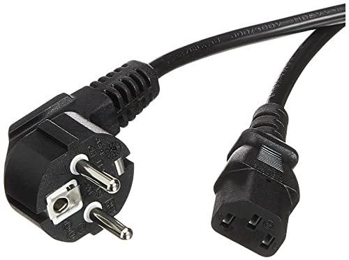 Cable de alimentación 230V 2m con enchufe en ángulo y conector IEC C13 negro de 3 pines 2
