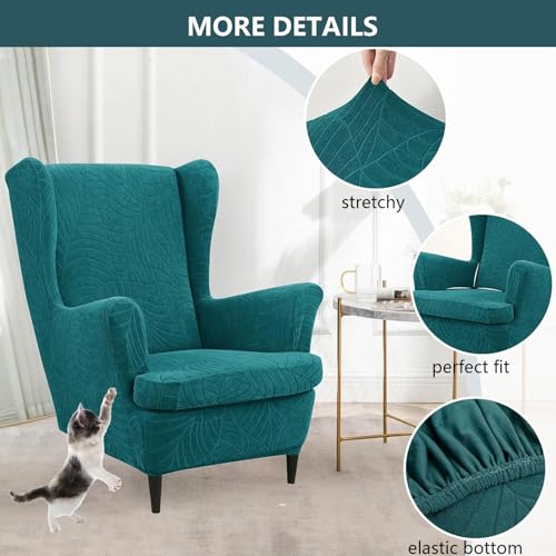 xotoa アーム付きウィングバックチェアカバー 2枚組