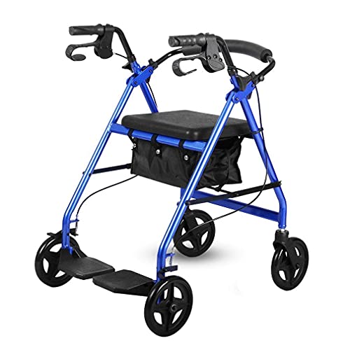 シートと収納バッグ付き歩行器ウォーカー、ロック可能なブレーキ付きローリングウォーカー、高齢者用車椅子輸送椅子 - 高さ調節可能 - トロリーショッピングカート Full of stars