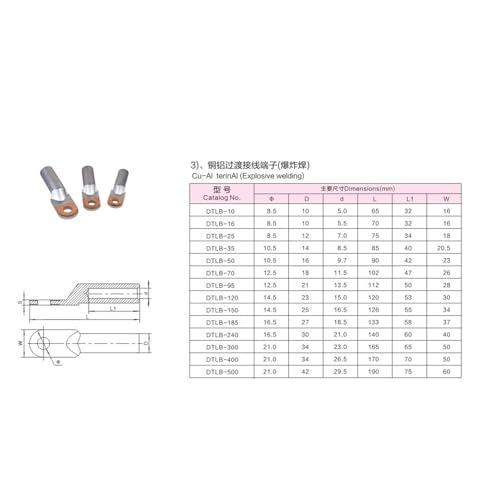 Terminal de cobre y aluminio DTL-10 conector bimetálico de 10mm² 2