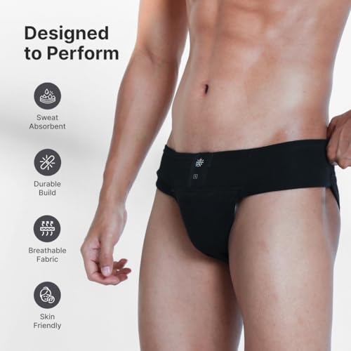 Image of CULT Gym Supporter for Men Sports Underwear for Men for Workout in Gym Stretchable Cotton, Quick Dry, Moisture Wicking Supporter for Cricket, Gym, Running Black