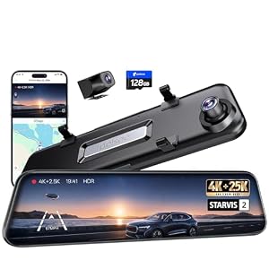 Pelsee 4K+2.5K Mirror Dash Cam with Front Starvis 2 IMX678 & Rear IMX335, 12″ Rear View Mirror Camera, Color Night Vision, 5.8GHz WiFi, ADAS & BSD, Included OBD Hardwire Kit, 128GB Card, P12 Pro Max