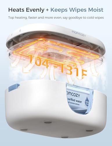Image of Momcozy Baby Wipe Warmer, Innovative Spring Design, Large Capacity Wipes Dispenser for 60-80pcs, Fast & Even Heating, 4 Modes of Temperature Heating Control, Diaper Wipe Warmer with Night Light, Blue