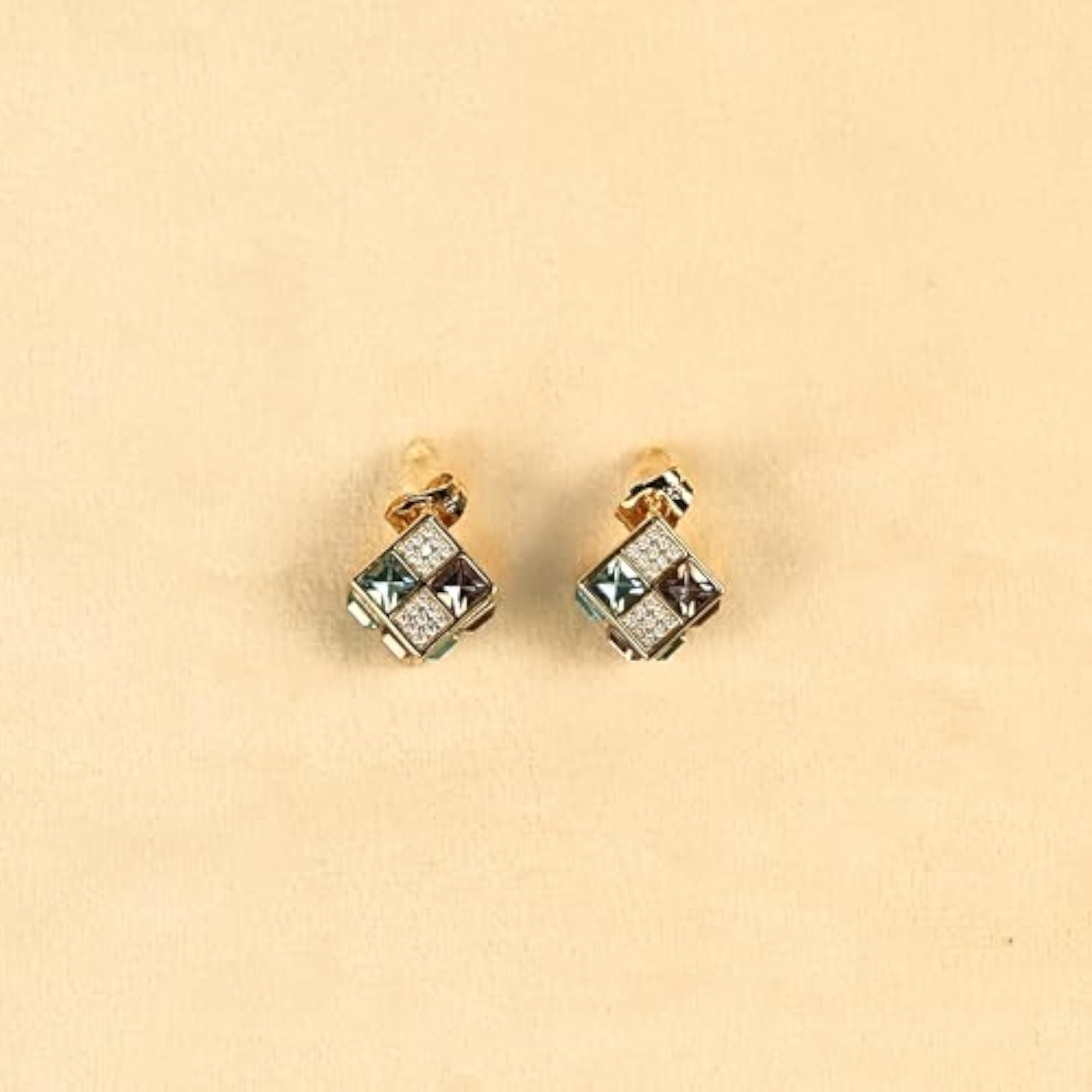 Women's Gold Plated Cubic Crystal Earrings, Stylish Set