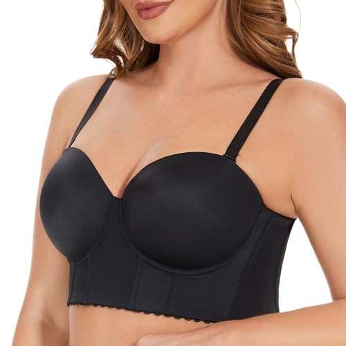 Image of SEA BBOT Women Longline Strapless Bra Full Figure Corset Bra Hide Back Fat