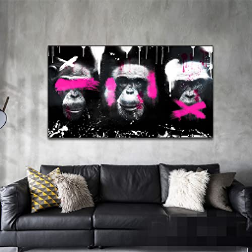 Impression sur toile singe graffiti d'art moderne abstrait pour salon