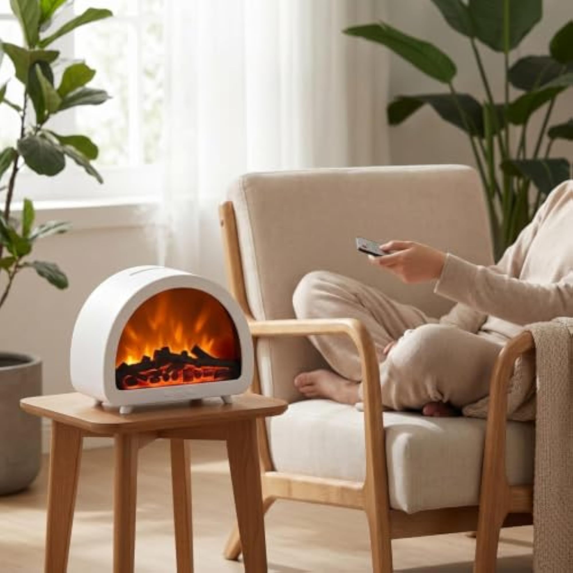 Tabletop Mist Humidifier with Flame Effect