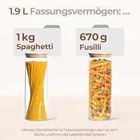 ComSaf Glasbehälter mit Deckel 1,9 L×3,Zylinder Vorratsgläser, Stapelbar Vorratsdosen Glas, Vorratsglas mit Holzdeckel Luftdicht, Aufbewahrungsgläser für Aufbewahrung Küche,Meal Prep – Ansicht 3