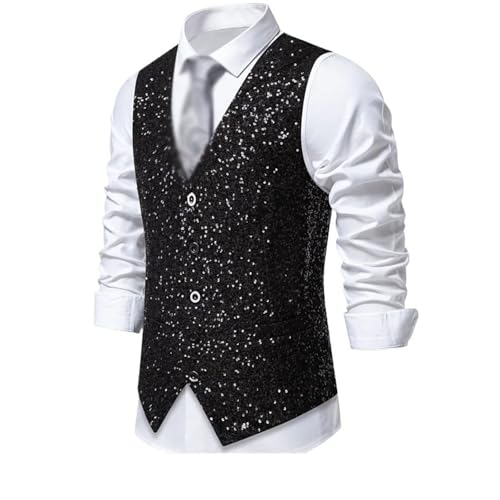 Men's V-Neck Suit Vest Sequin Decoration Wedding Party Stage Performance Vest