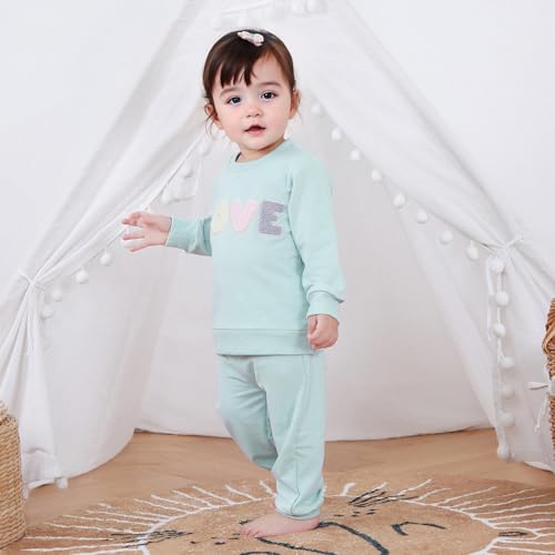 Toddler Baby Girl Valentines Outfit 3 6 9 12 18 24 Months Long Sleeve Sweatshirt Pants Set Cute Spring Clothes2