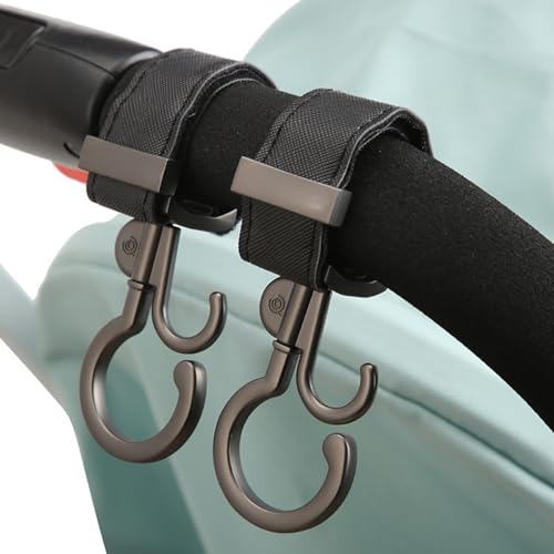 NIOIPXA Ganchos de carrinho de bebê para bolsas, pacote com 2 ganchos portáteis para carrinho, acess