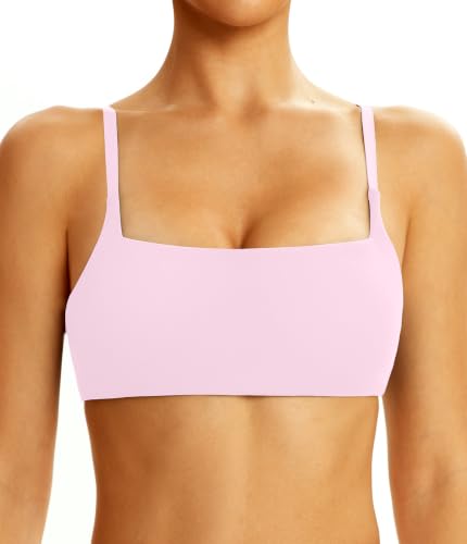 Comper Womens Adjustable Spaghetti Straps Sports Bra Wirefree Lightweight Workouts Bra Gym Yoga Bra Sexy Casual Bras Tops