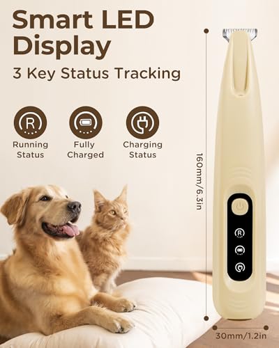 FURBONA Pro Version Dog Paw Trimmer, 18mm Wide Blade Clippers with LED Display, 35dB Low Noise, Fully Waterproof, Upgraded Type-C Rechargeable Cordless Trimmer for Paws, Ears, Face, and Rump — view 5