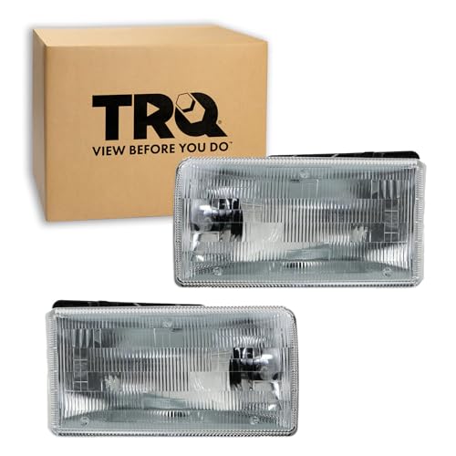 Image of TRQ 2 Piece Headlight Assembly Set Chrome Bezel Driver & Passenger Side Compatible with Dodge Dakota 1991-1996 CH2502105 CH2503105 55054714 55054715