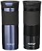 Contigo Snapseal Vacum Insulated Stainless Steel Travel Mug , 20-Ounce, Matte Black/Placid blue, 2-Pack