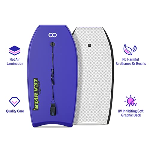 Woowave Bodyboard 33-Inch/37-Inch/42-Inch Premium Ixpe Body Board With Coiled Wrist Leash, Super Lightweight Eps Core And Hdpe Slick Bottom, Perfect Surfing For Kids Teens And Adults #TOP2