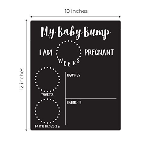 My Baby Bump Pregnancy Timeline Dry Erase Sign / 10" x 12" Black Dry Erase Style Mother Baby Size Tracking Sign/Monthly Milestone New Mom Photo Prop/Made in The USA