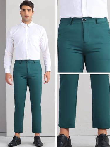 Business Dress Pant for Men's Zipper Closure Flat Front Formal Solid Color Straight Trousers4