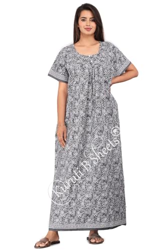 Image of Kuruti B Sheets Nighty for Women Cotton Combo (Pack of 2 Pcs) Nighty Gown Round Neck Short Sleeves Free Size