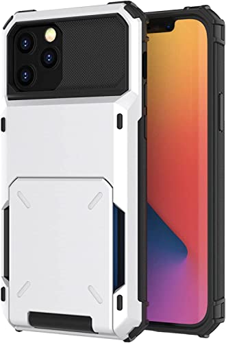 Coque iPhone 13 avec porte à rabat cachée et coque de protection double couche blanche