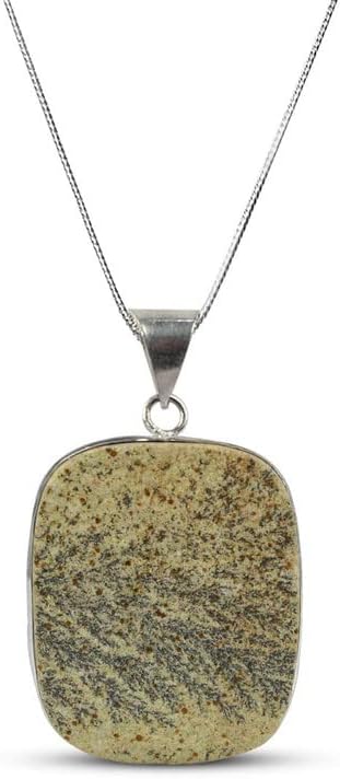 Aleafa Armlet Presents Dendrite Limelite Pendant Square Shape Crystal Stone Locket - Pendant with Metal Chain for Reiki and Crystal Gemstone for Unisex (Color Multi) #Aport-0064